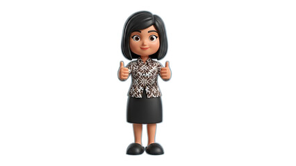 3D Cartoon Woman Giving Thumbs Up