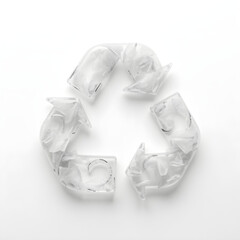 Minimal white recycling symbol isolated on light background
