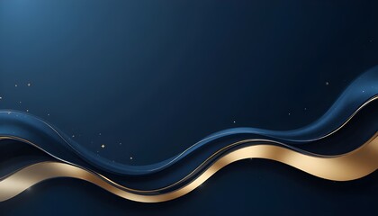Abstract wavy luxury dark blue and gold background with elegant flowing lines vector illustration