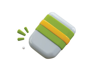 Eraser tool icon 3d render concept of office stationery art drawing equipment icon vector illustration