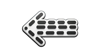 3D Left Arrow Icon with Black Pill Shapes transparent background