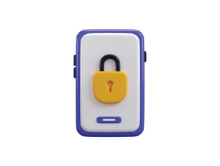 Smart phone with padlock icon 3d render concept of mobile phone security digital lock icon vector illustration