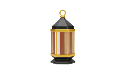 3D Ramadan Lantern with Gold Accents and Striped Design