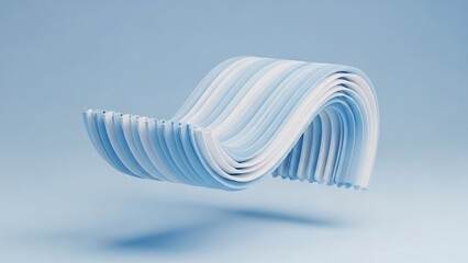 Blue Striped Paper Wave Abstract Background.