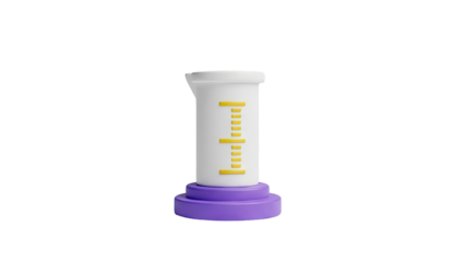 3D Beaker with Measurement Markings Icon transparent background