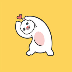 Fototapeta premium Love Cat Meme Sticker Vector Cute Illustration 