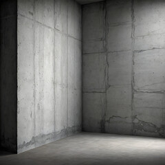 Minimalist concrete room with window and shadow play