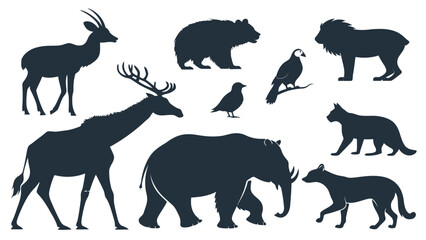 Fototapeta premium 1️⃣ Animal Silhouette Icon Set – Flat Black Vector Icons
