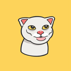 Obraz premium Mewing Cat Meme Sticker Vector Cute Illustration 