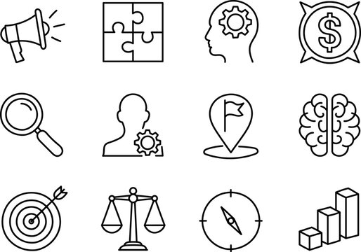 Hand Drawn Business Concept Icons Set with Strategy Creativity Marketing and Growth Symbols