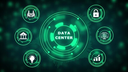 Data Center Concept with Central Hub and Peripheral Service Icons technology server - Powered by Adobe