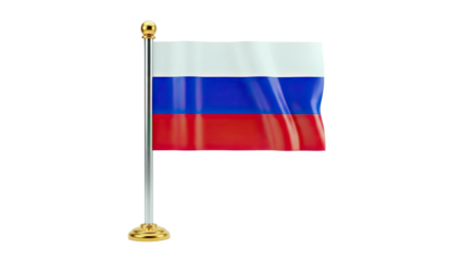 3D Russian Flag on a Tabletop Stand on transparent background