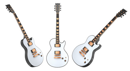 Set of electric acoustic guitar isolated on white background.