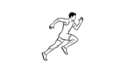 Man Running Illustration Simple Line Art.