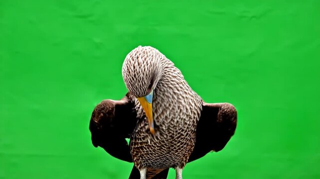 Bird preening feathers