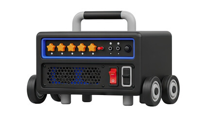 3D Retro Boombox With Star Rating and Wheels