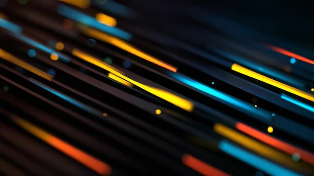 Dynamic abstract background featuring glowing neon lines and vibrant particles in motion, creating a futuristic and energetic visual effect. Perfect for technology, innovation, and digital themes