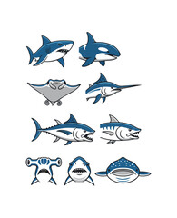 Obraz premium Marine animals set illustration vector design elements