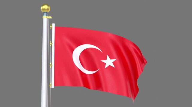 Turkey Animated flag Closup loop