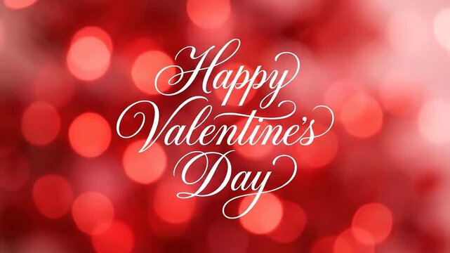 Happy Valentine's Day Greeting on Red Bokeh Lights Background