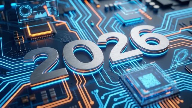 2026 Future Technology on a Glowing Digital Circuit Board