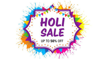 Vibrant holi sale discount offer with colorful background
