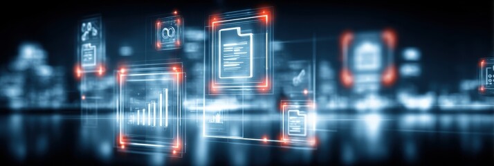 Fototapeta premium Dynamic digital board highlighting tax accounting finance business synergies with neat filing online
