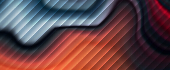 Abstract vector background with smooth flowing gradients, diagonal translucent stripes, and soft blurred curves in blue, gray, and red tones, creating a modern, dynamic, and futuristic look.
