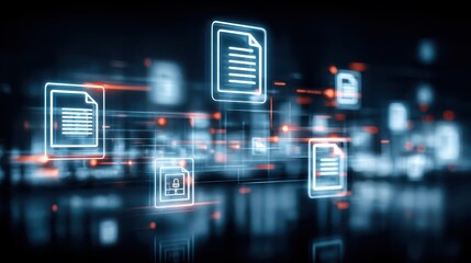 Digital panels showing tax accounting finance business and filing data flowing in harmony across online networks