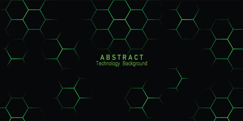 Minimal high-tech background with green neon hexagon connections. eps10 © Khoiril