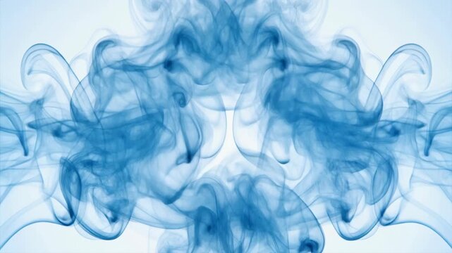 Blue smoke in color code #329BF0 flows from the left and right edges over a pure white backg