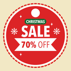 Christmas sale template with simple flat art for social media post