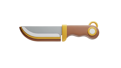 3D Cartoon Knife Icon on transparent background