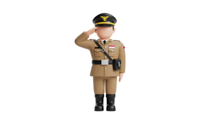 3D Cartoon Military Officer Saluting