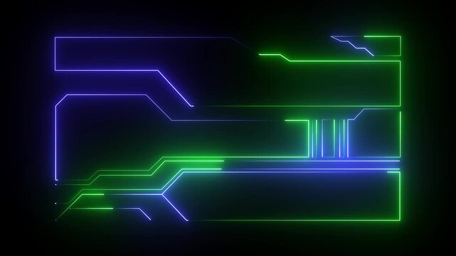 Digital neon HUD futuristic background. Future technology interface data sci-fi display screen. Digital hud graphic for information call box bars, Technology HUD template. Frame HUD element