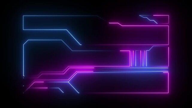 Digital neon HUD futuristic background. Future technology interface data sci-fi display screen. Digital hud graphic for information call box bars, Technology HUD template. Frame HUD element