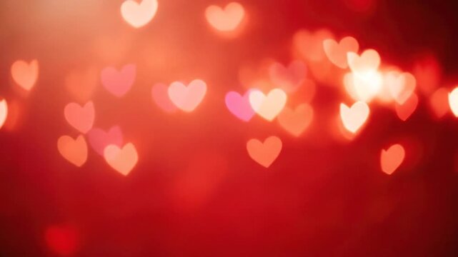 Romantic Red Heart Bokeh Background