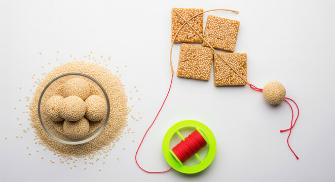 Makar Sankranti Sweets with Kite Flying Elements