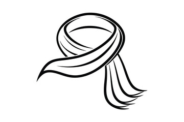 Scarf line art silhouette on white background