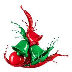 Christmas Ornaments with Artistic Paint Splashes and Gold Stars on Soft Gradient Background