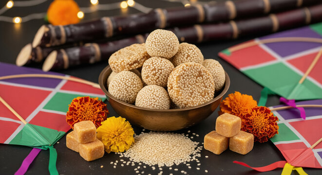 Makar Sankranti Festival Delights: Til Laddu, Kites, Sugarcane