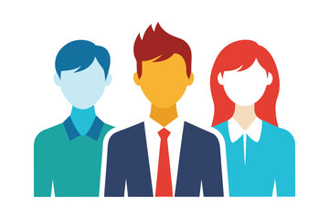 Leadership and business team silhouette isolated on white background