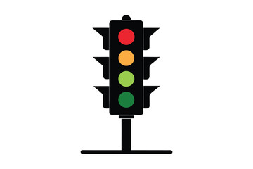Traffic light silhouette on white background