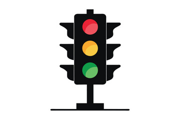 Traffic light silhouette on white background
