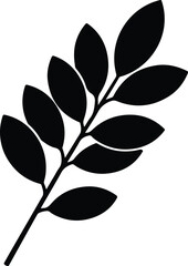 Silhouette of a botanical branch with leaves Vector Illustration
