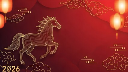 Happy Chinese New Year 2026 Golden Horse Celebration