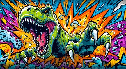 Cartoon colored dinosaur animal illustration