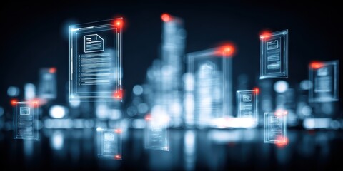 Digital grid showcasing tax accounting finance business synergy supported by smart filing online