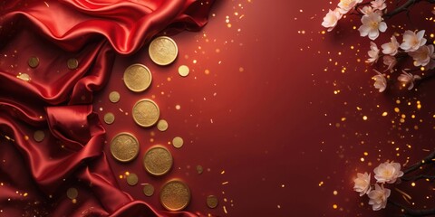 Chinese New Year Luxury Background with Red and Gold Festive