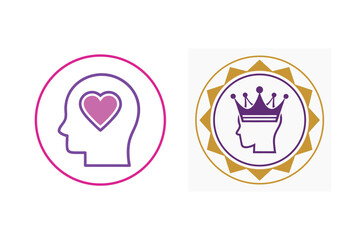 Obraz premium Mindfulness Concepts With Heart And Crown Icons, Mental Wellbeing